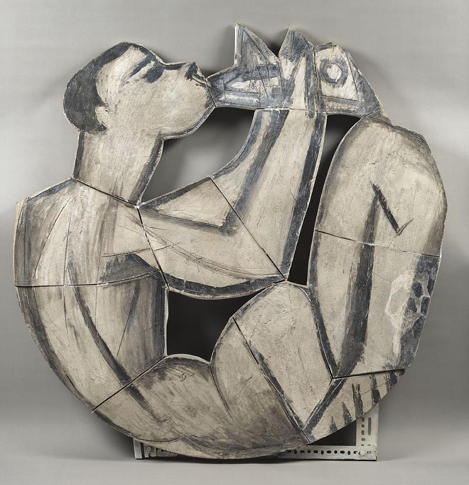 Pablo Picasso - Suonatore di flauto doppio seduto, 1958 terracotta, 126,5x125,5x2 cm. Paris, Musée National Picasso. Credito fotografico:© RMN-Grand Palais (Musée national Picasso-Paris) /Gérard Blot/ dist. Alinari. ©Succession Picasso, by SIAE 2018