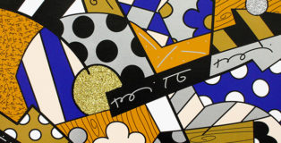 Romero Britto - The Blues, 2017, serigrafia su tela con polvere di diamante, cm 46x61