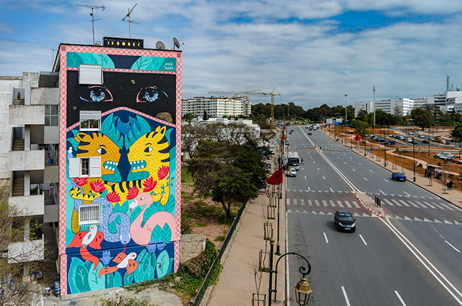 Amaia arazzola + Txemy - Rabat, Jidar, Toiles de rue 2018. photo credit: Hamza Nuino