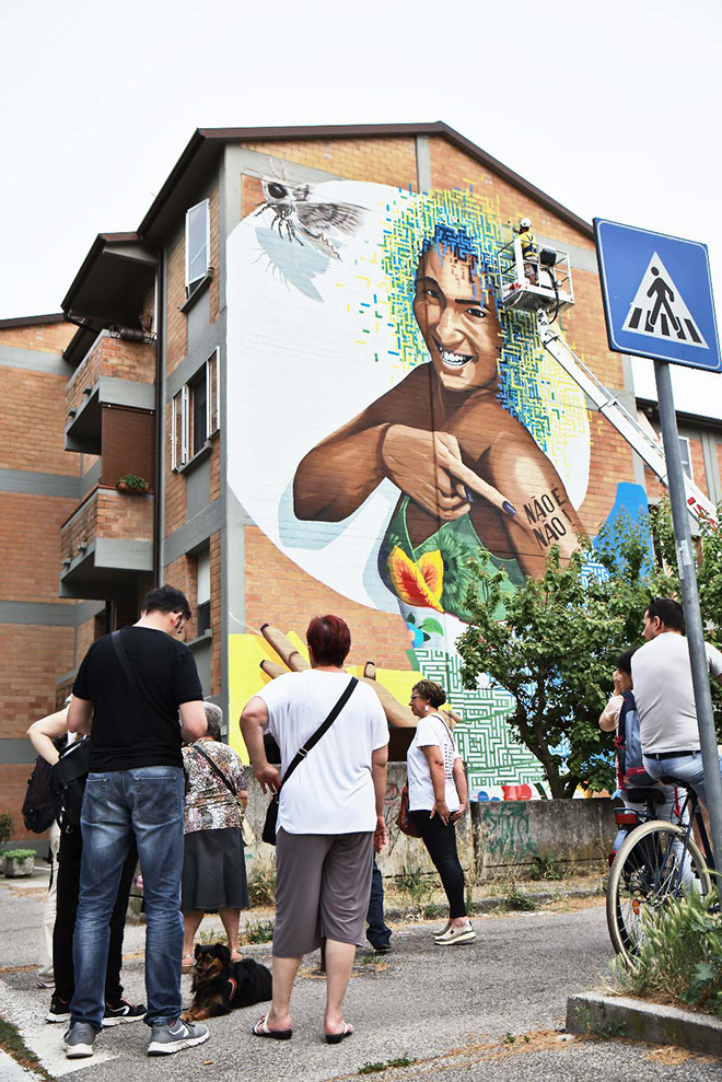 Alessio Bolognesi - #mariellepresente, murale a Ferrara, 2018