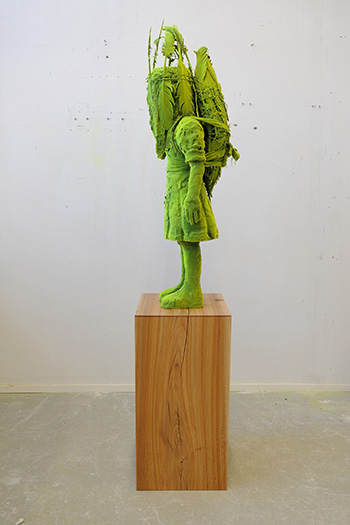 Kim Simonsson - Shaman Moss Girl, 2018, Ceramics, nylon fibre. cm h 110 x w 45 x l 50