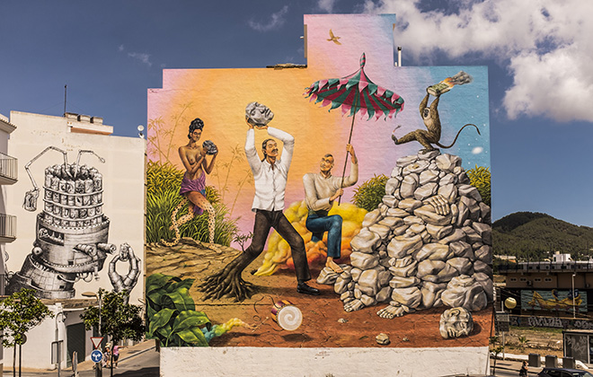 Phlegm + AEC Interesni Kazki, BLOOP Festival, Ibiza, 2013-2016. Photo by Marc Colomines