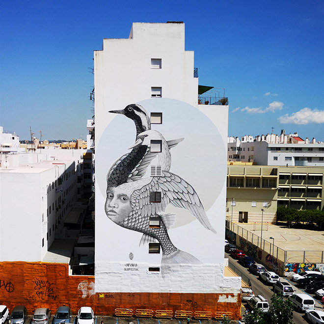 Alfalfa - Hope for those who need it the most, mural in Ibiza for BLOOP Festival, 2018