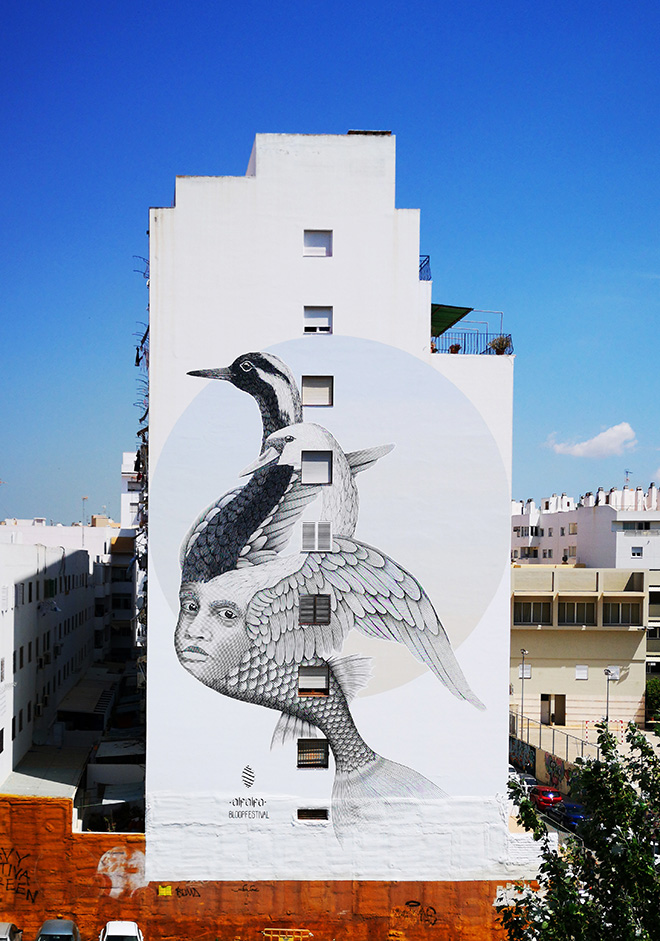 Alfalfa - Hope for those who need it the most, mural in Ibiza for BLOOP Festival, 2018