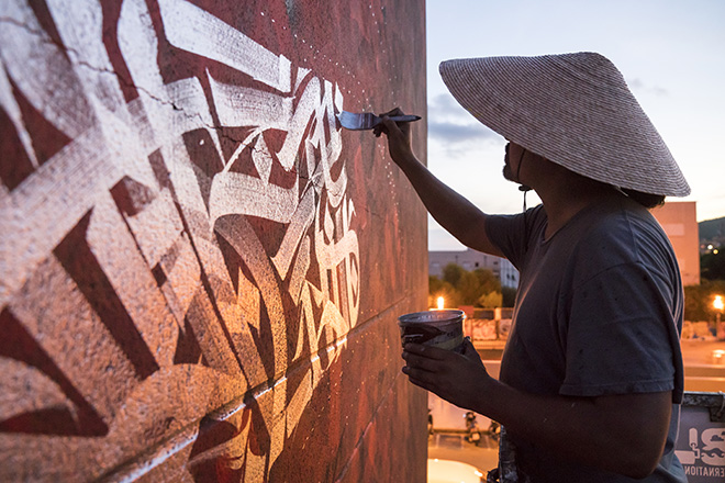 Said Dokins - BLOOP Festival, mural in Ibiza, 2018. photo credit: Leonardo Luna