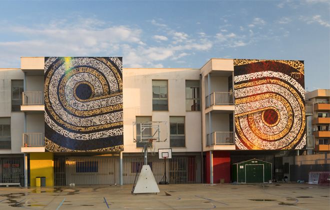 Said Dokins - Arte calligrafica al BLOOP Festival, Ibiza, 2018. photo credit: Leonardo Luna