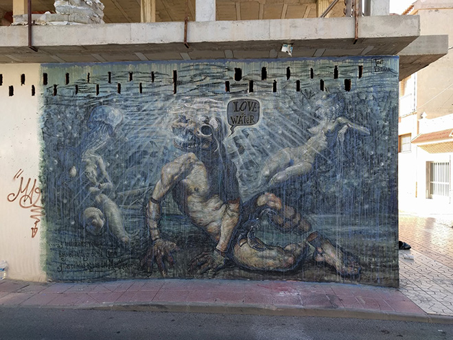 Toni Espinar - Love Water, mural in los Alcazares