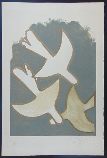 Georges Braque - Les oiseaux blancs, 1958, litografia su carta velin d'Arches, cm 72,5x49