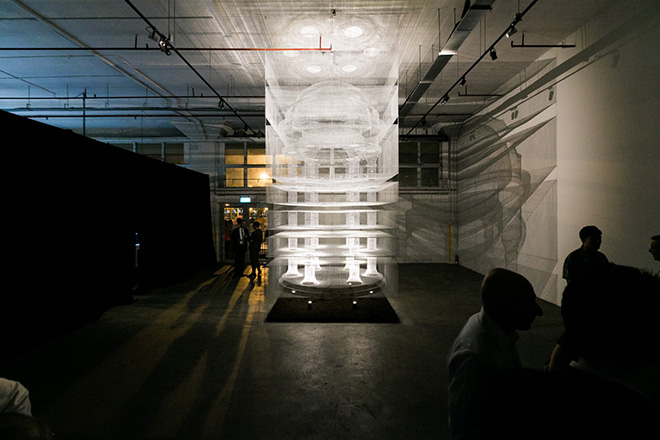 Edoardo Tresoldi - Cube Temple, an ethereal creation of wire mesh in Singapore. photo credit: ©Peter Tan