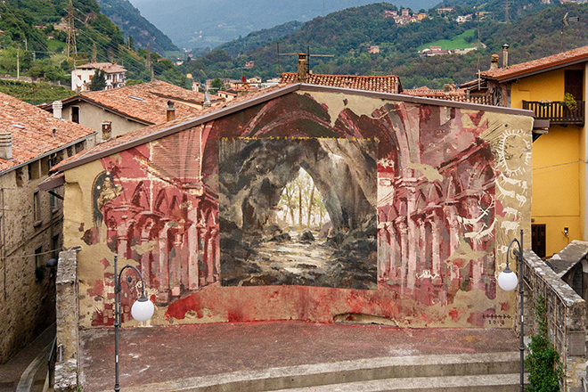 Borondo - Mites terram possident, WALL IN ART 2018, Malegno. Photo credit: Davide Bassanesi