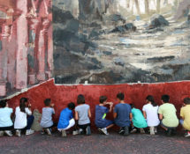 Borondo - Work in progress, Mites terram possident, WALL IN ART 2018, Malegno. School workshop. photo credit: Borondo