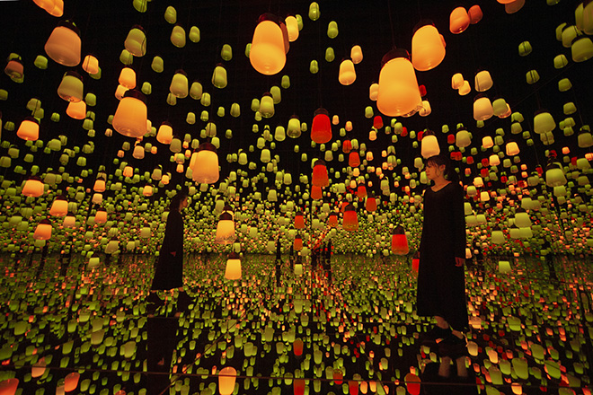 teamLab – Forest of Resonating Lamps One Stroke Autumn Mountain