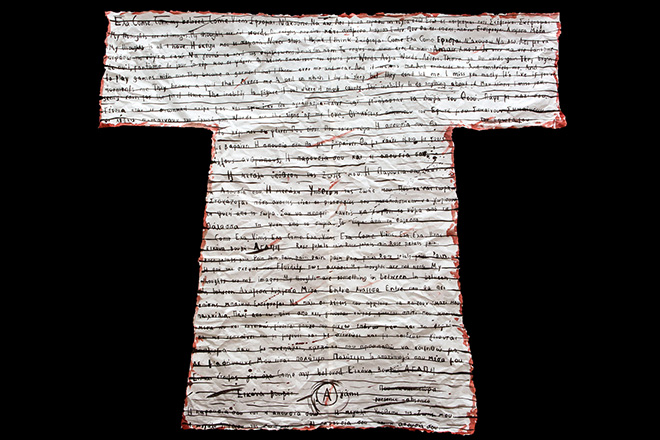 Venia Dimitrakopoulou - Veste di Nesso II, 2018, inchiostro indiano su carta cinese, cm 175x193