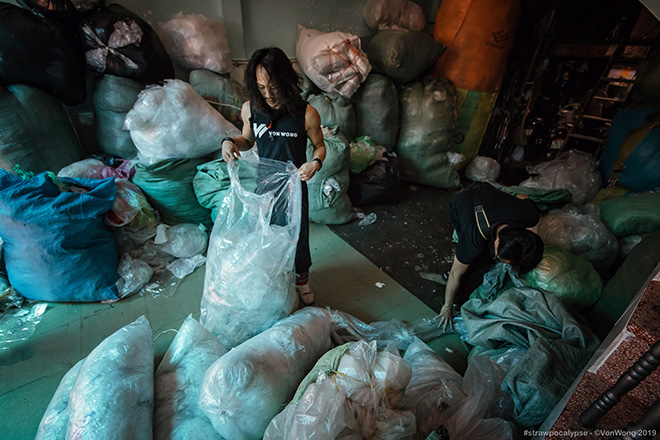 Benjamin Von Wong - The parting of the Plastic sea, #Strawpocalypse, Estella Place, Ho Chi Minh City.