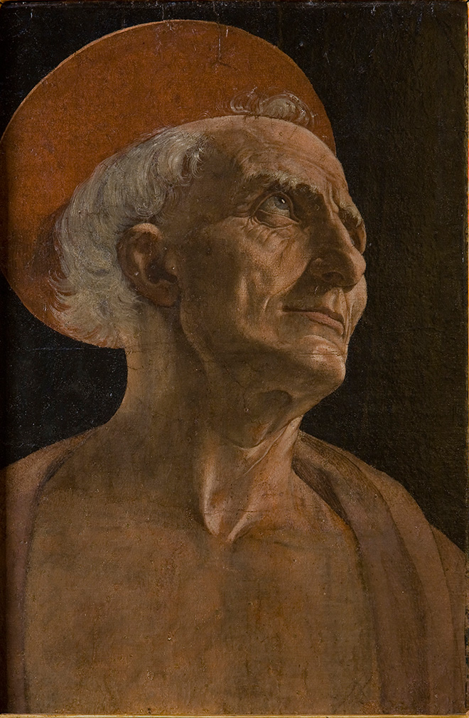 Andrea del Verrocchio (Firenze, 1435 circa - Venezia, 1488) San Girolamo 1465-1470 circa, tempera su carta incollata su tavola, cm 40 x 26. Firenze, Gallerie degli Uffizi, Galleria Palatina di Palazzo Pitti, inv. (1912) 370. Gabinetto Fotografico delle Gallerie degli Uffizi. Foto Francesco del Vecchio.