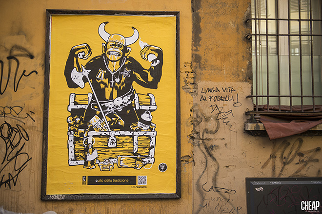 Squaz - UR-FASCISMO, CHEAP Street Poster Art, Bologna, 2019. photo credit: Michele Lapini