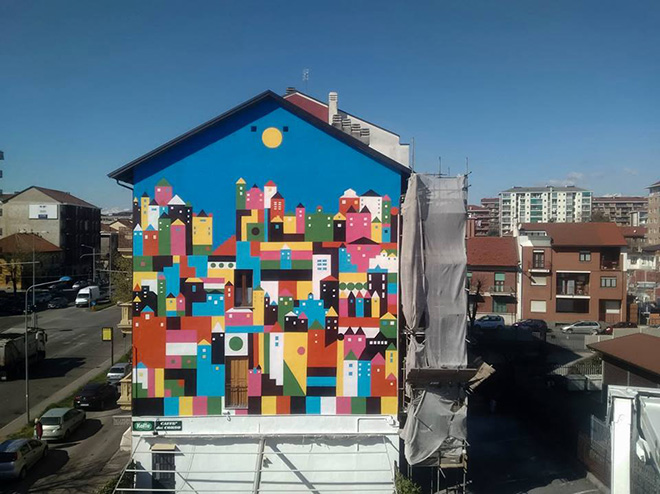 Geometric bang - (68), murale per Collegno SI-CURA, Torino, 2019