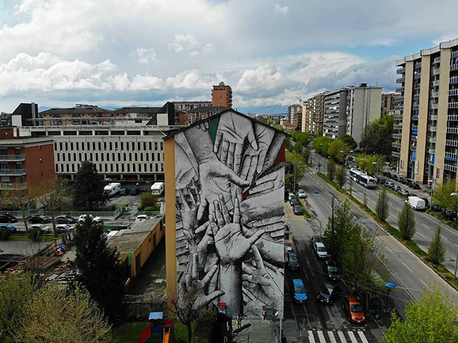 Himed&Reyben - ¡NO PASARAN!, murale per Collegno SI-CURA, Torino, 2019. photo credit: @andrea__ferrero