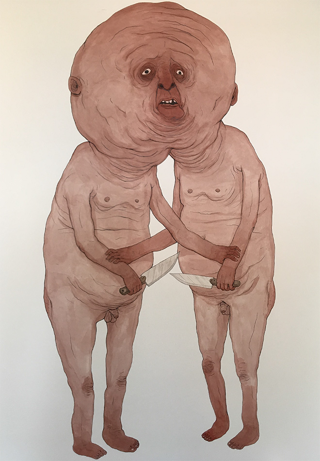 NemO's - Twins 2, 2018, misure 100x70, tecnica mista su carta e cartone intelaiato