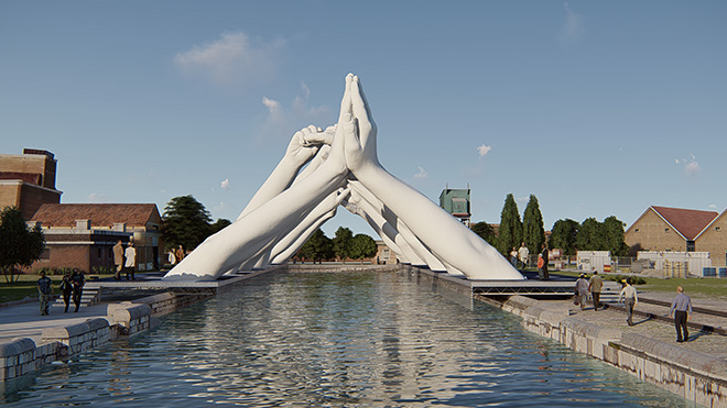 Lorenzo Quinn - Building Bridges, Arsenale, Venezia. photo credit: Halcyon Art International