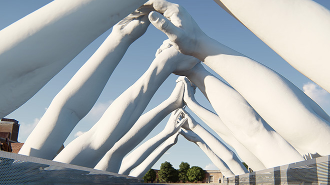 Lorenzo Quinn - Building Bridges, Arsenale, Venezia. photo credit: Halcyon Art International