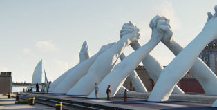 Lorenzo Quinn - Building Bridges, Arsenale, Venezia. photo credit: Halcyon Art International