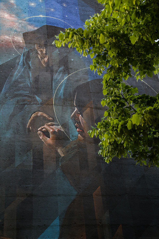 Vesod - Compianto, tra spirito e materia, murale a Padova sulla torretta idrica di Viale Codalunga. photo credit: Alen De Cesare