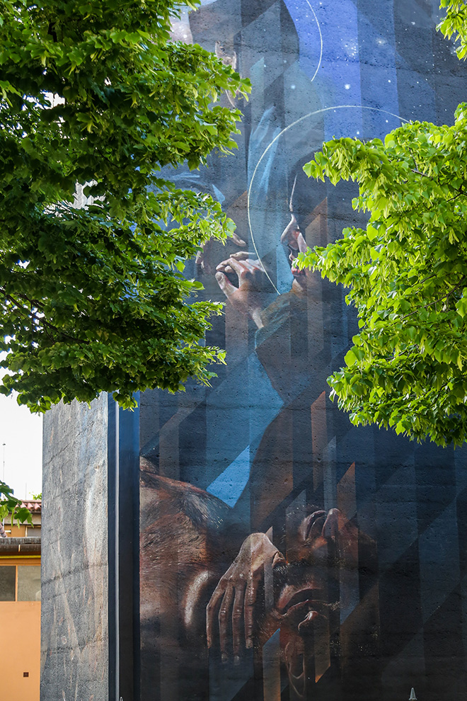 Vesod - Compianto, tra spirito e materia, murale a Padova sulla torretta idrica di Viale Codalunga. photo credit: Alen De Cesare