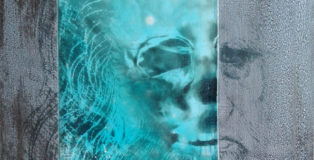 Renato Meneghetti - Grandi Maestri/ Leonardo, Autoritratto (dettaglio), 2010. Alcohol and resin on pigmented canvas. 100 x 62 cm (39.4 x 24.4 in)