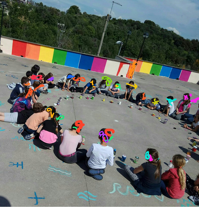 OLTRE IL MURO - I bambini e la street art, Mandala cooperativo, Castelnuovo di Porto