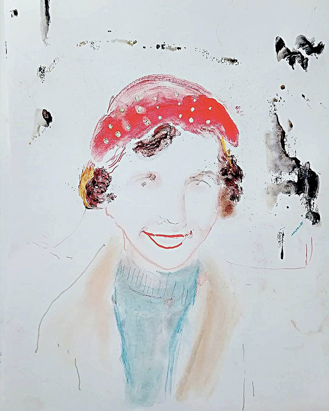 Elisa Filomena, Sylvia P., tecnica mista su carta, cm 50x40, 2019.