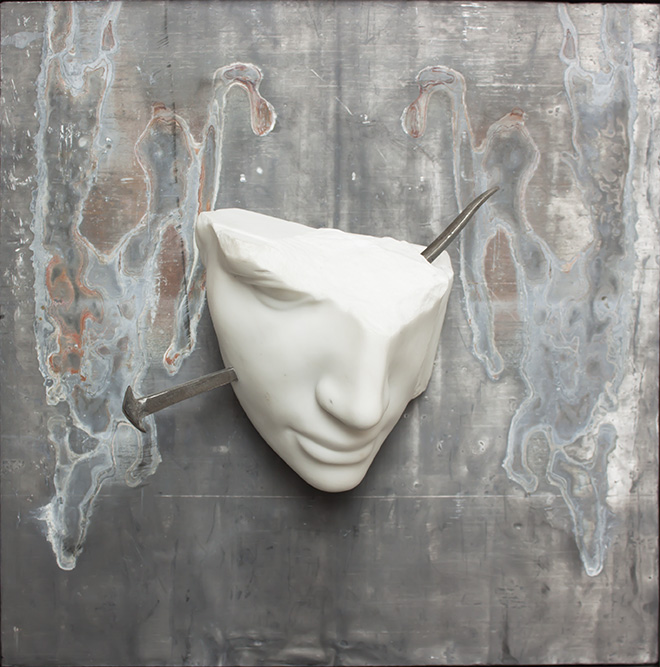 Michelangelo Galliani - Sotto la tua pelle, 2016 Carrara marble, steel and lead 40x40x22 cm (15.7x15.7x8.6 in) - Contini Contemporary