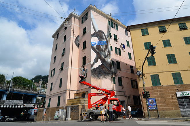 OZMO, murale a Genova Certosa - On The Wall Project. photo credit: Matteo Fontana