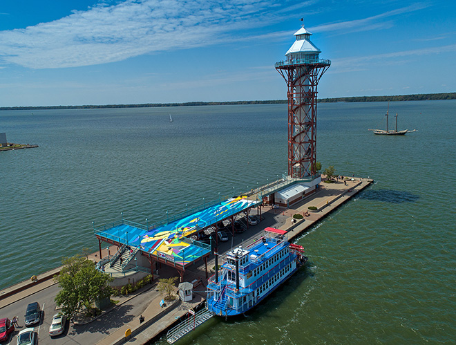 Sat One - Flotsam, Observation deck of Dobbin's Landing, Erie, Pennsylvanie. photo credit: @lake_effect_aerial