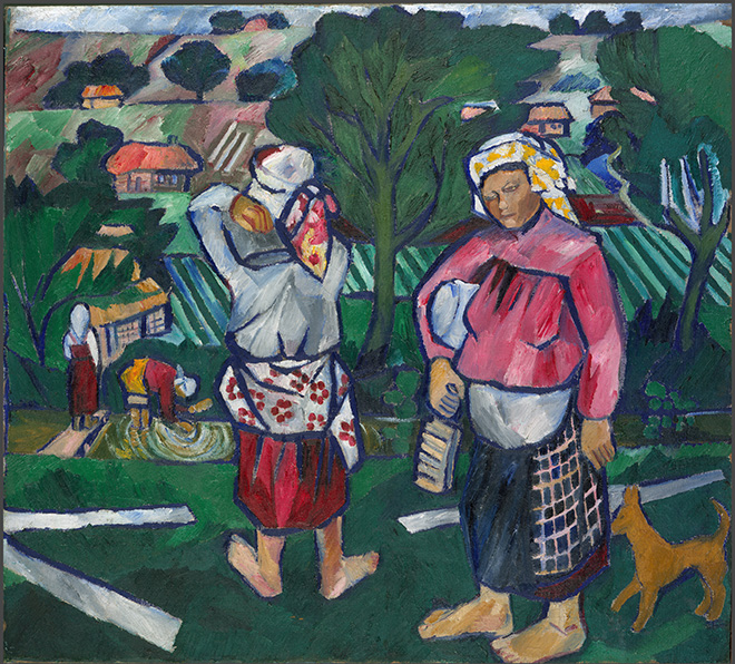 Natalia Goncharova Lavaggio della biancheria, 1910, olio su tela, cm 106 x 118. Mosca, Galleria Statale Tretyakov, 10317. Trasferito dal Museo della Cultura Artistica, 1927. © Natalia Goncharova, by SIAE 2019