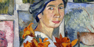 Natalia Goncharova Autoritratto con gigli gialli (dettaglio), 1907-1908, olio su tela, cm 77,5 x 58,2. Mosca, Galleria Statale Tretyakov, ZH-8965. Acquisto, 1927. © Natalia Goncharova, by SIAE 2019