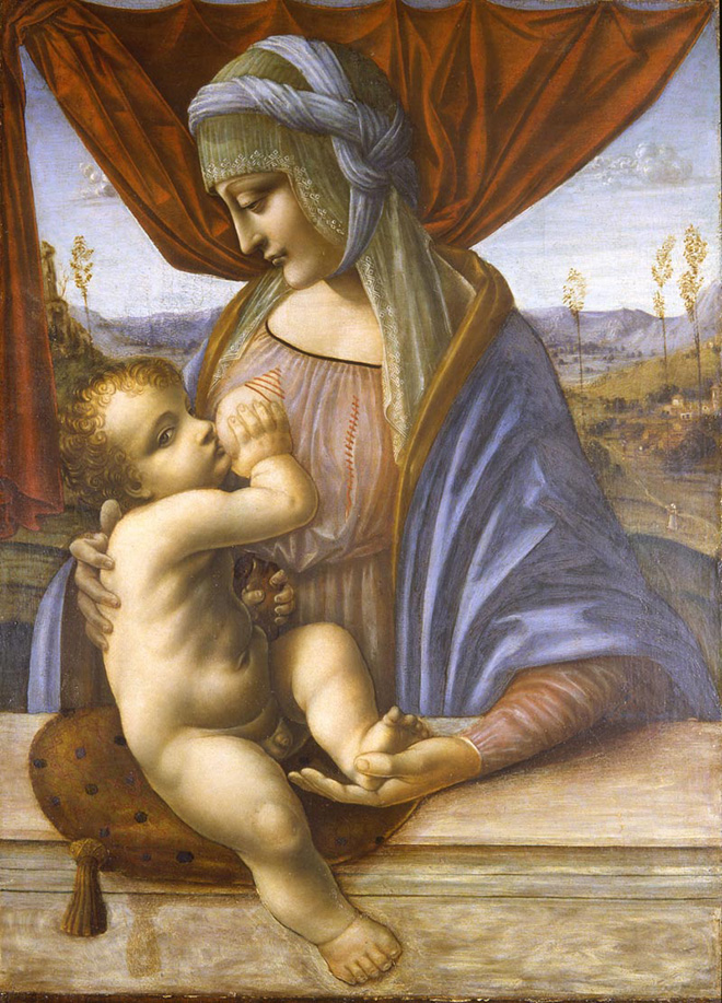 Pittore lombardo  - Madonna che allatta il Bambino, Olio su tavola di quercia, c. 1500-1510. © Milano, Museo Poldi Pezzoli, inv. 1645