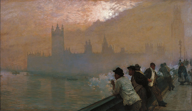 Giuseppe De Nittis: Westminster, 1878. olio su tela, cm. 110 x 192. Courtesy: Marco Bertoli