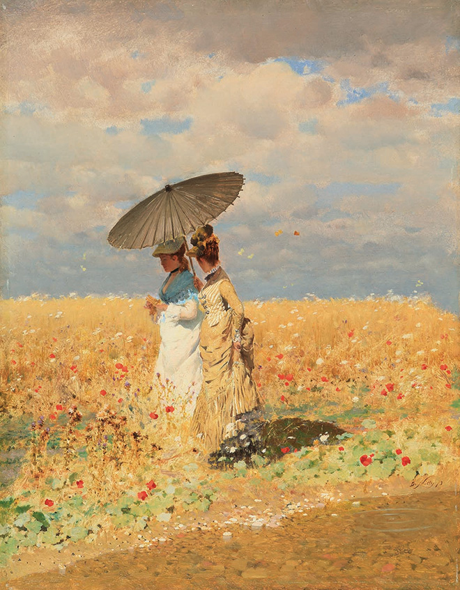 Giuseppe De Nittis: Nel grano, 1873. olio su tela, cm. 33 x 25 cm. Collezione privata