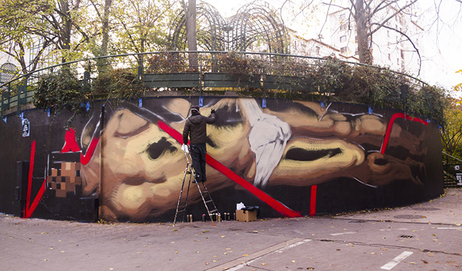 OZMO - Il sogno di San Sebastiano (The Dream of Saint Sebastian), Le MUR12, Paris. photo credit: Ana Raga