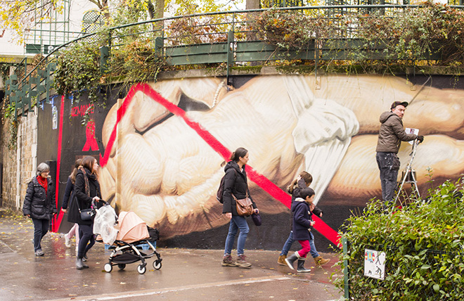 OZMO - Il sogno di San Sebastiano (The Dream of Saint Sebastian), Le MUR12, Paris. photo credit: Ana Raga