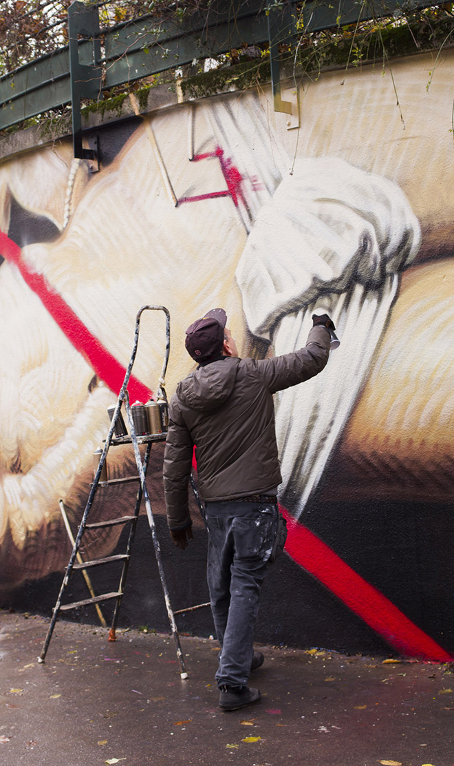 OZMO - Il sogno di San Sebastiano (The Dream of Saint Sebastian), Le MUR12, Paris. photo credit: Ana Raga