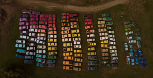 Zoer, Solara, site-specific colorama on 144 automobiles, 2019