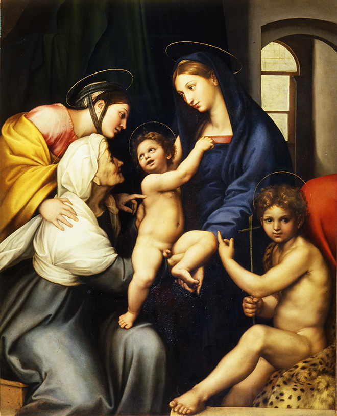 Raffaello - Madonna dell’Impannata 1511, olio su tavola / oil on wood panel, Firenze, Gallerie degli Uffizi, Galleria Palatina, Gabinetto fotografico delle Gallerie degli Uffizi - Su concessione del Ministero per i Beni e le Attività Culturali e del Turismo