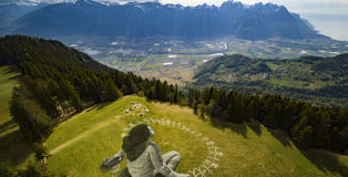 Saype - Beyond Crisis, Land Art, Switzerland. photo credit: Valentin Flauraud (@vflpix)