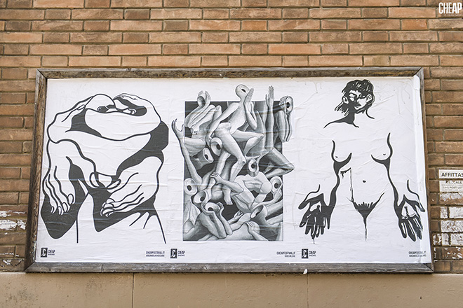 CHEAP - RECLAIM call for artist, 2020, Bologna, street poster art. photo credit: Michele Lapini