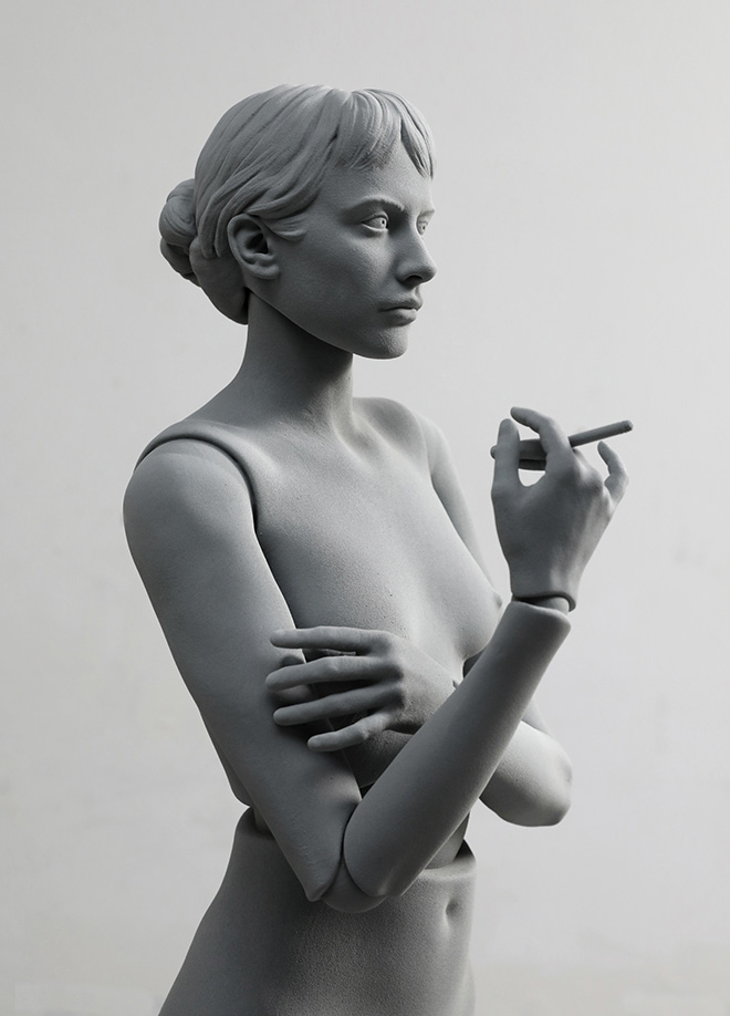 Hans Op de Beeck - Celeste (smoking), 2020. legno, poliammide, acciaio inossidabile, rivestimento 40 x 40 x 167 cm, 2020. Courtesy: the artist and GALLERIA CONTINUA Photo by: Studio Hans Op de Beeck