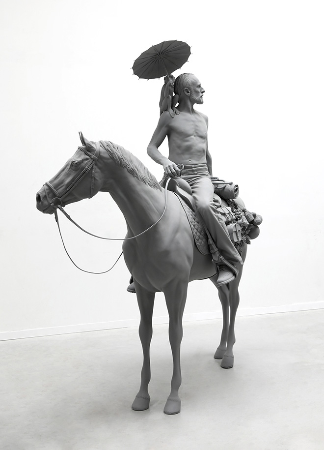 Hans Op de Beeck - The Horseman, 2020. polyestere, acciaio, poliammide, ottone, rivestimento 194 x 92 x 243 cm, 2020. Courtesy: the artist and GALLERIA CONTINUA Photo by: Studio Hans Op de Beeck