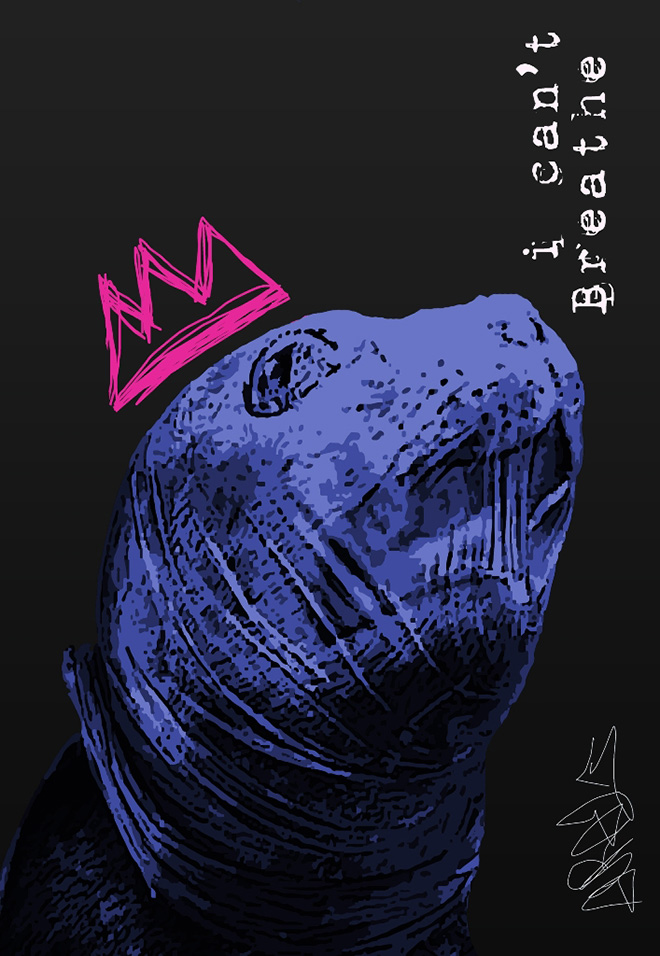 Larva - I can't breathe, Stencil Art.  Street Art File Print - #SeaToLove Edition