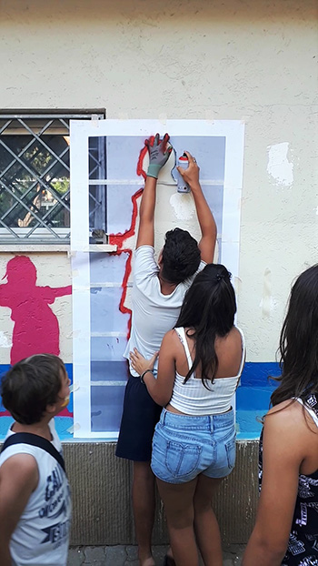 Ostia Up! - Arte urbana al Centro Sociale Anziani di Piazza Ronca, Work in progress